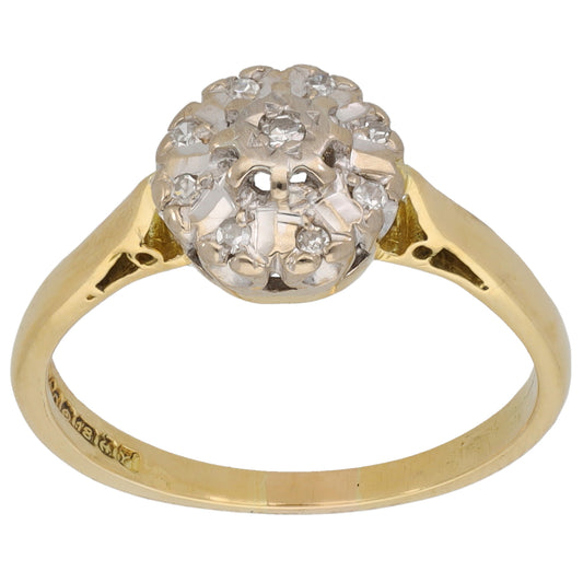 18ct Gold 0.10ct Diamond Cluster Ring Size N