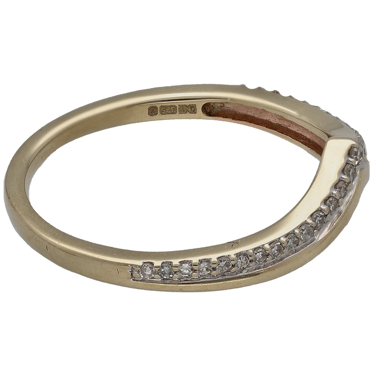 9ct Gold 0.10ct Diamond Wishbone Ring Size K