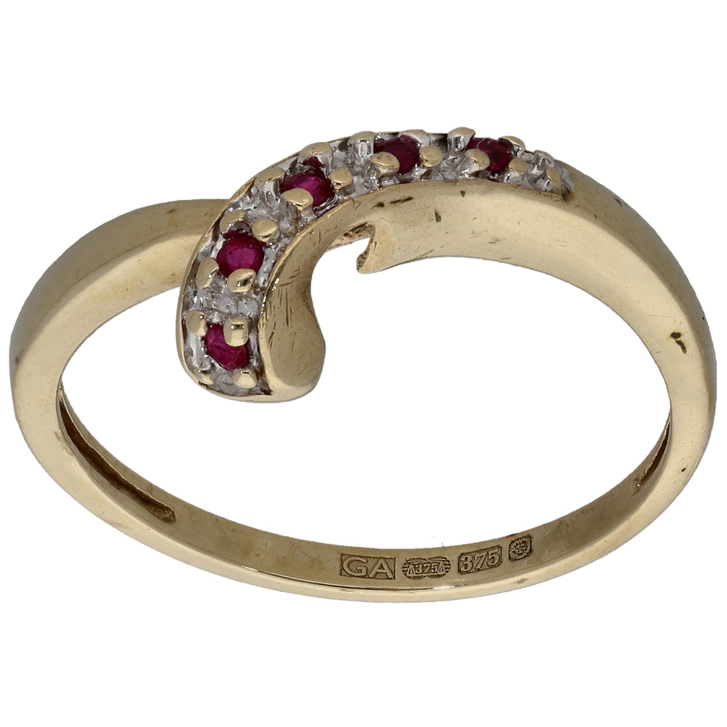 9ct Gold Ruby Half Eternity Ring Size N