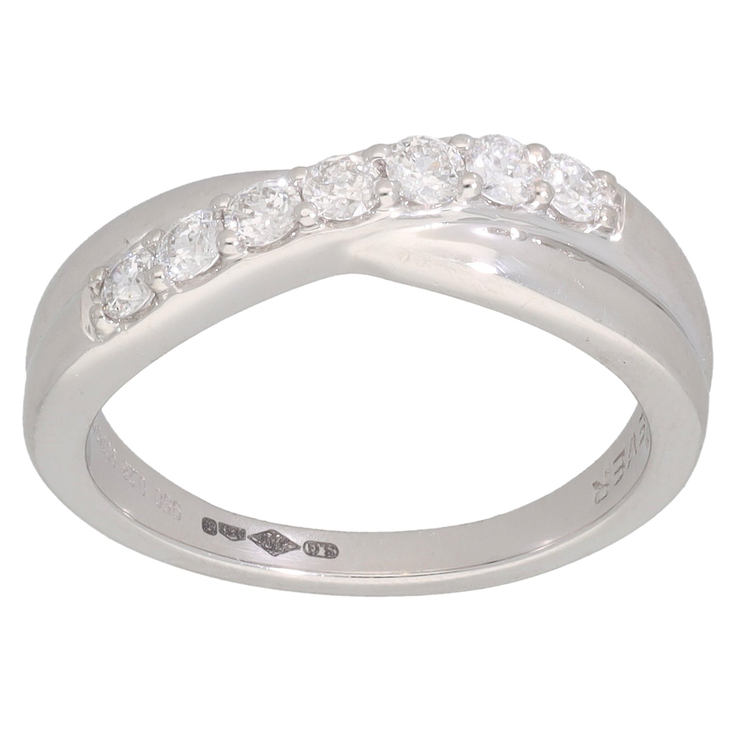 Platinum 0.28ct Diamond Half Eternity Ring Size K