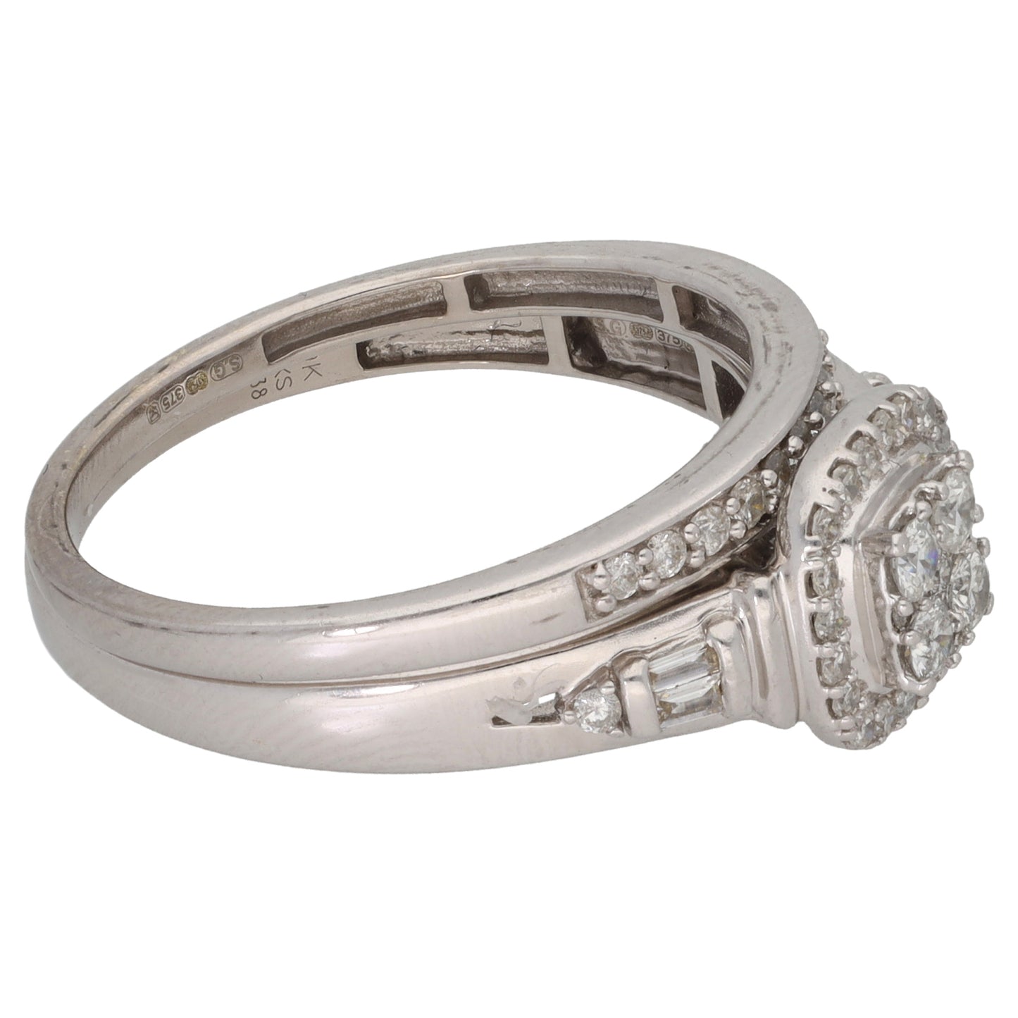 9ct White Gold 0.50ct Diamond Ring Set Size Q