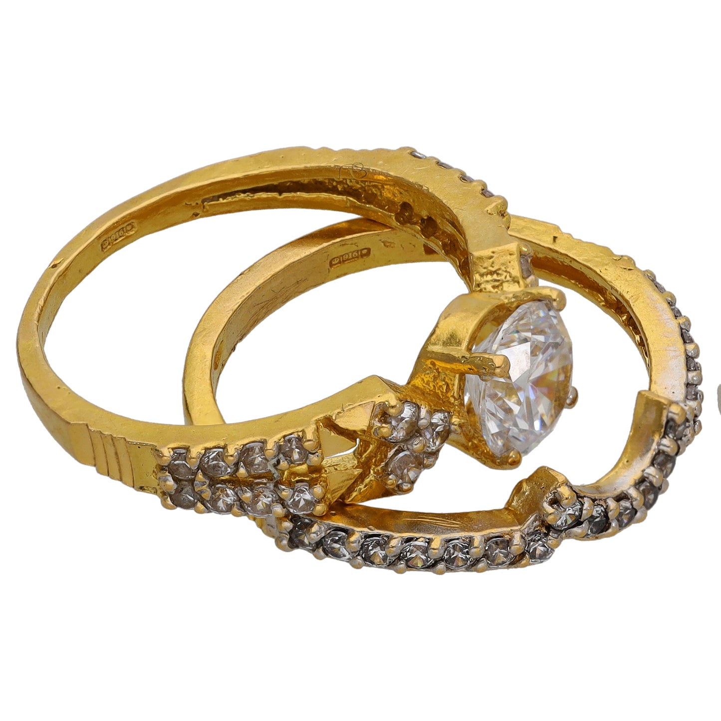 22ct Gold Cubic Zirconia Ring Set Size O