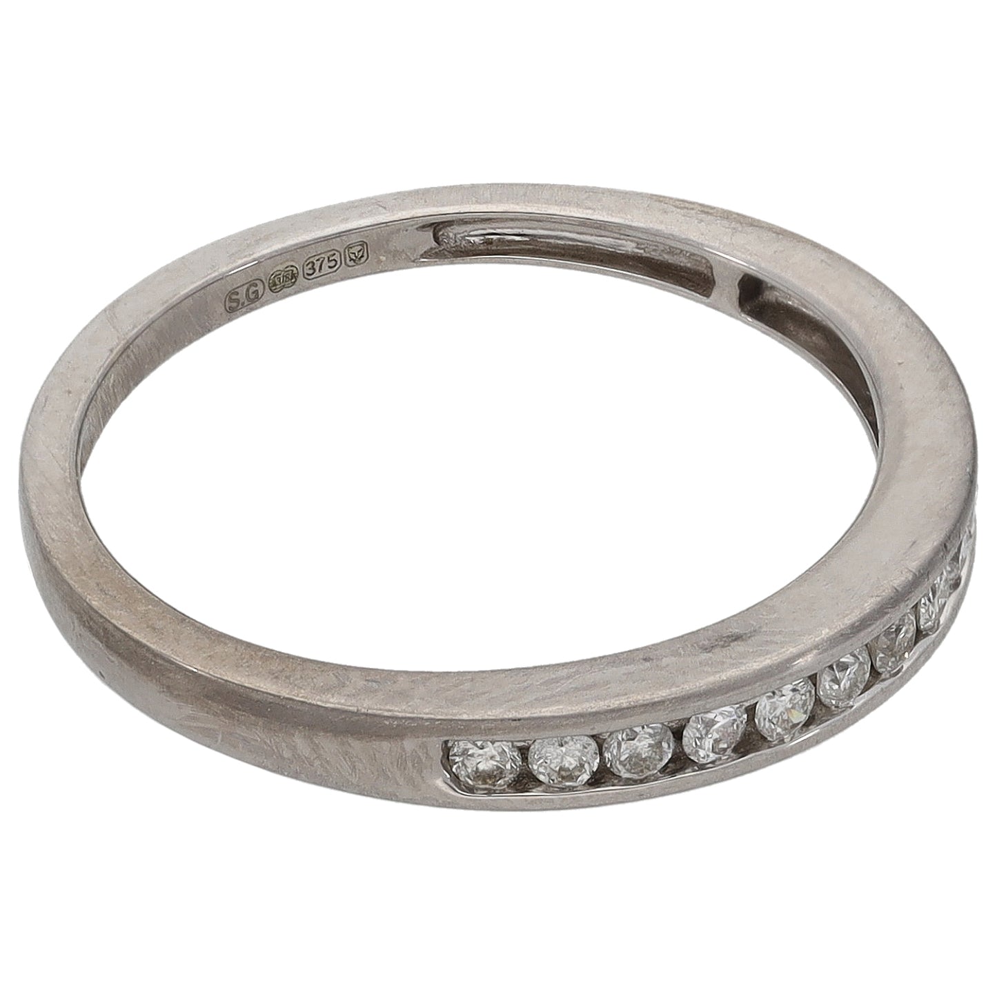 9ct White Gold 0.165ct Diamond Half Eternity Ring Size L