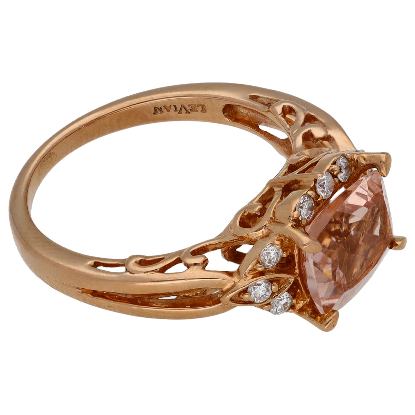 14ct Rose Gold 0.24ct Diamond & Morganite Dress/Cocktail Ring Size M