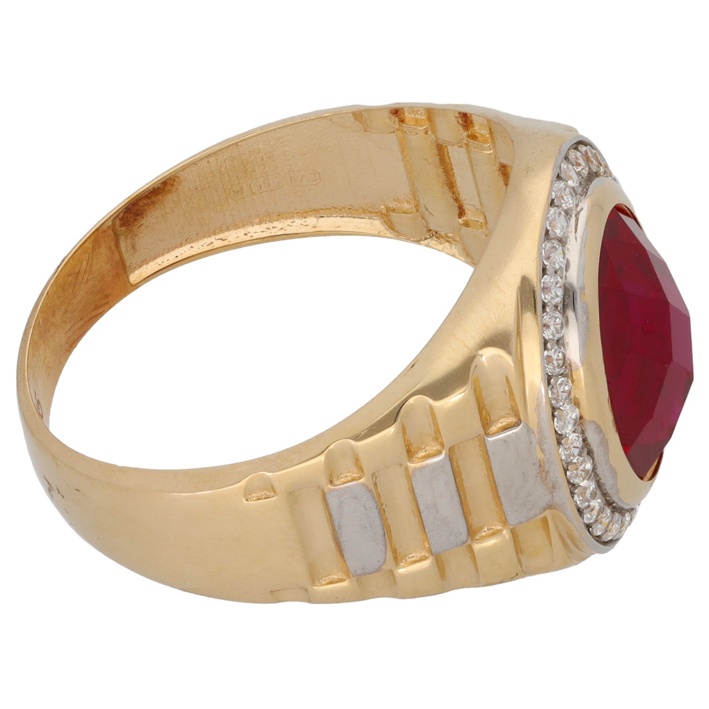 14ct Gold Imitation Patterned Signet Ring Size Z