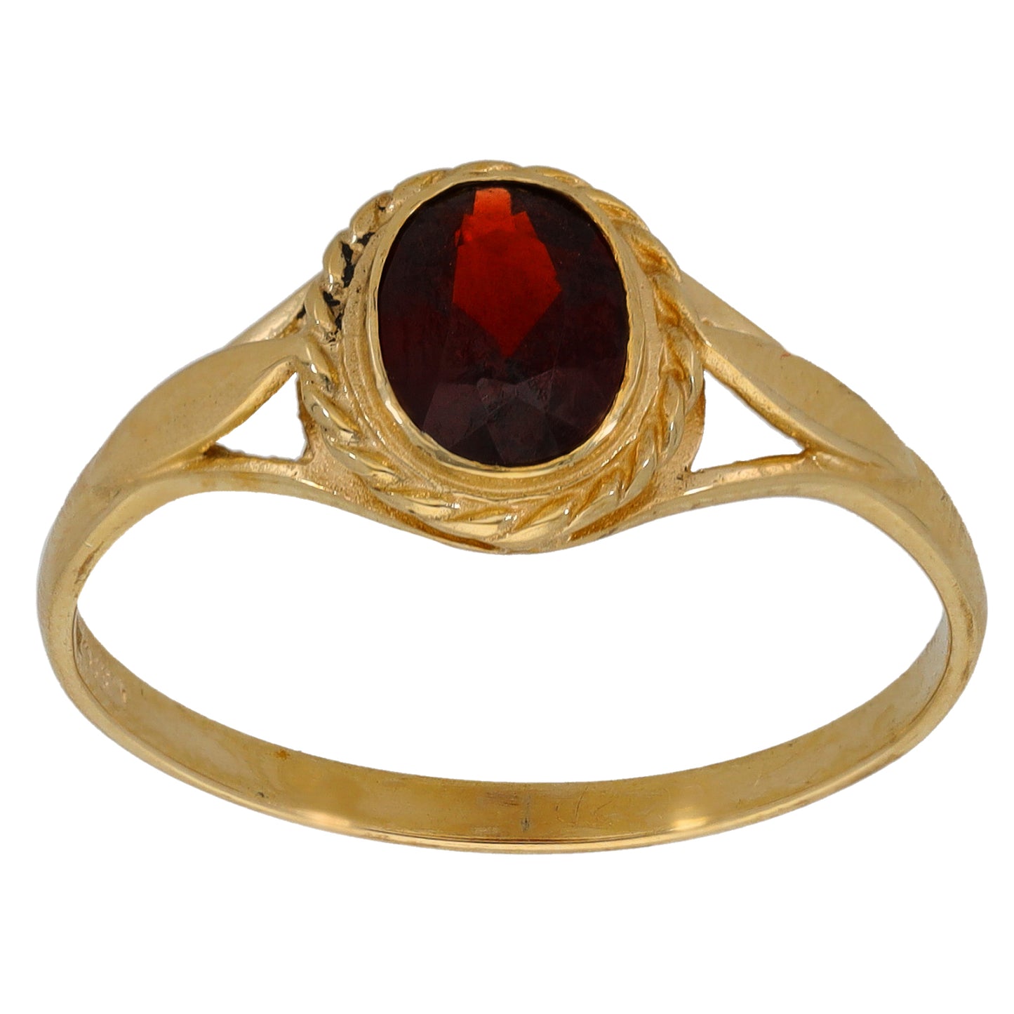 9ct Gold Garnet Single Stone Ring Size X