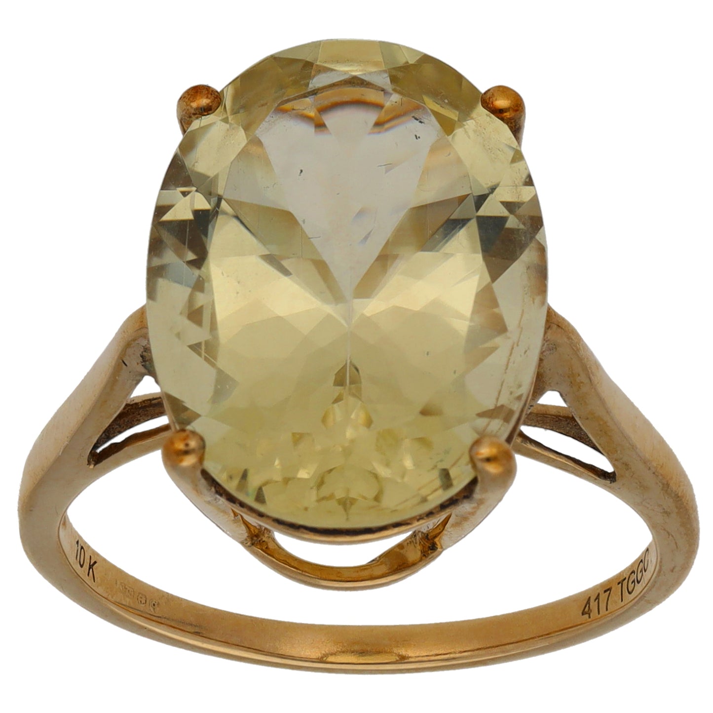 9ct Gold Green Quartz Single Stone Ring Size P