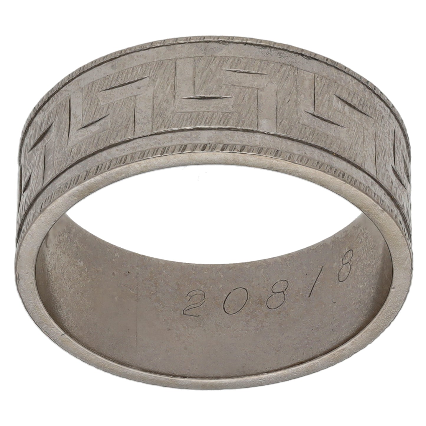 18ct White Gold Patterned Wedding Ring Size P