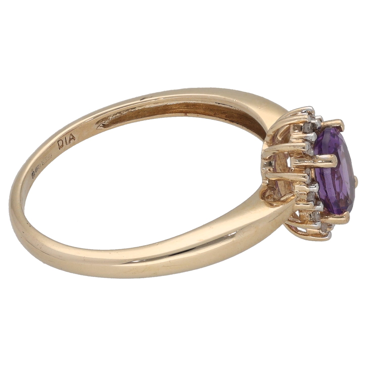 9ct Gold 0.06ct Diamond & Amethyst Dress/Cocktail Ring Size P