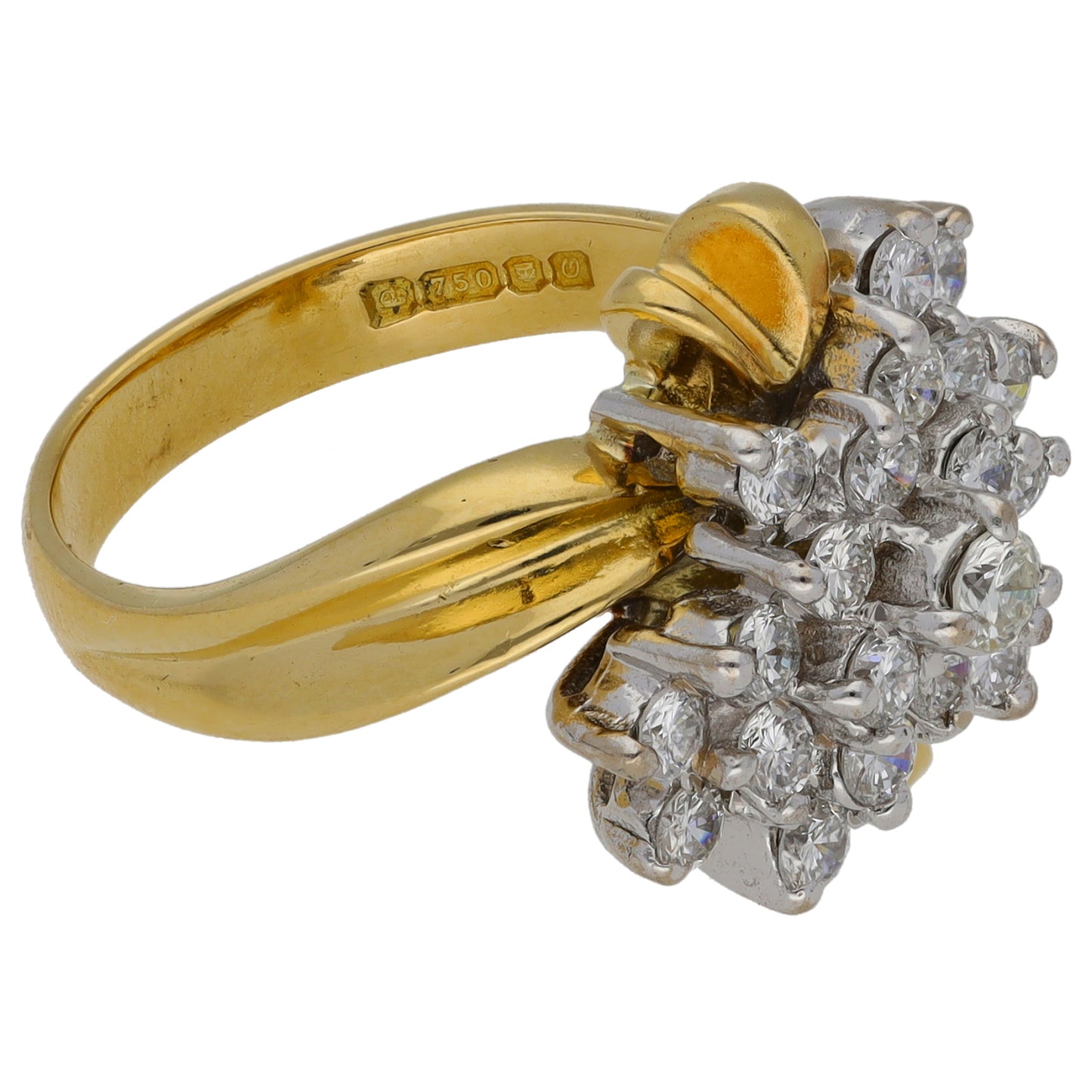 18ct Gold 0.68ct Diamond Cluster Ring Size O
