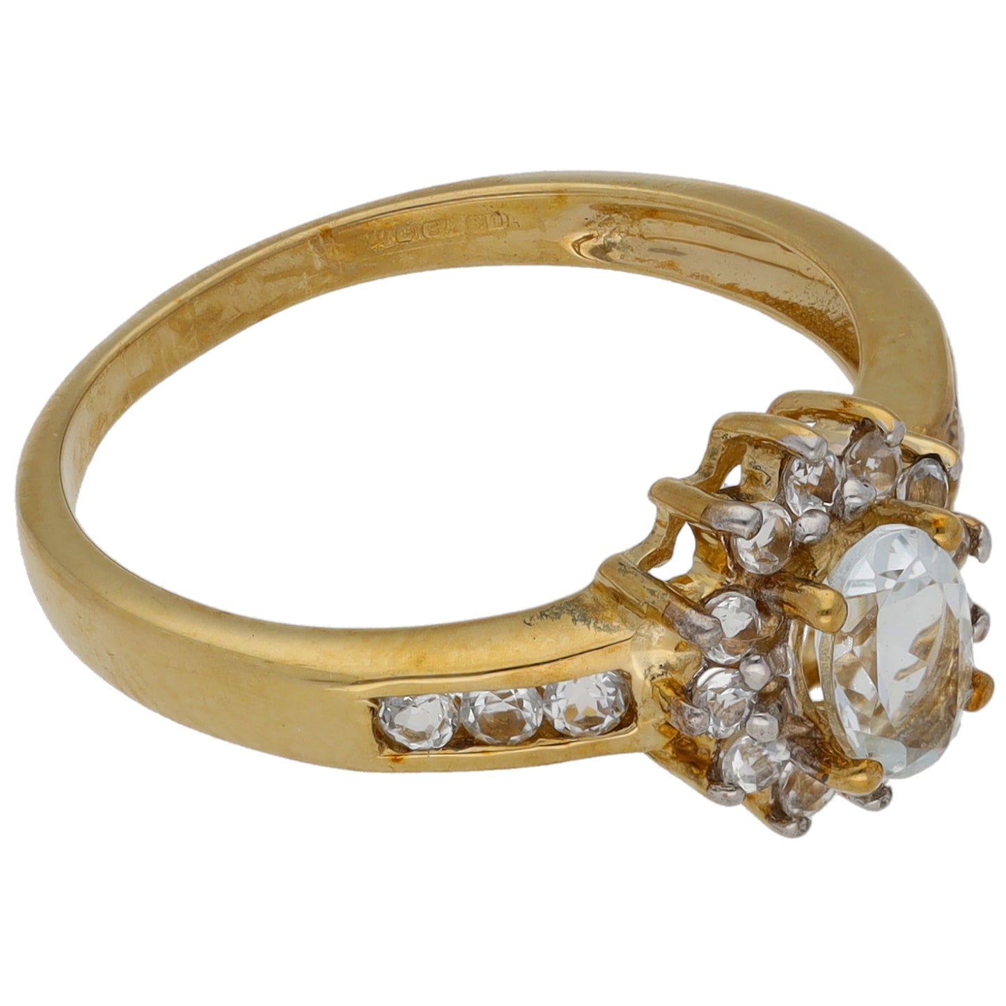 9ct Gold Aquamarine & Sapphire Dress/Cocktail Ring Size N