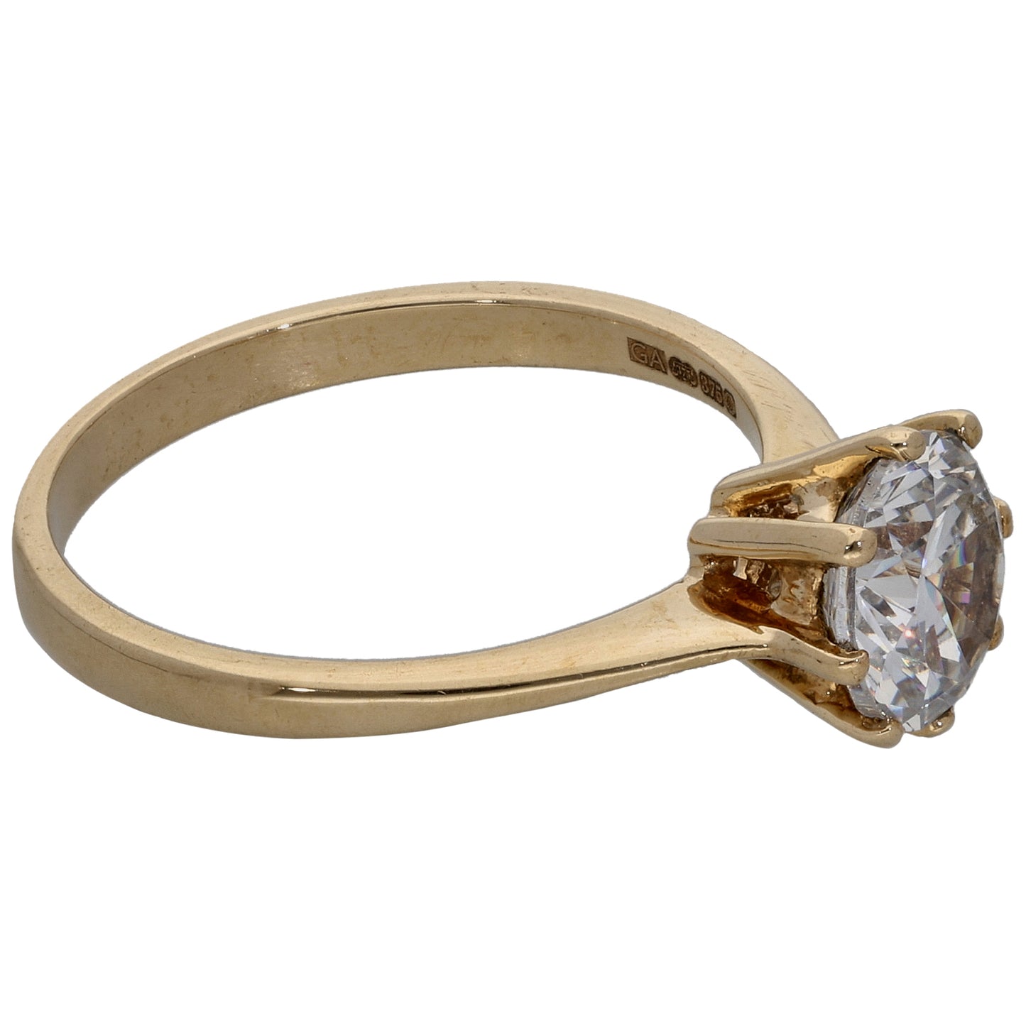 9ct Gold Cubic Zirconia Single Stone Ring Size M
