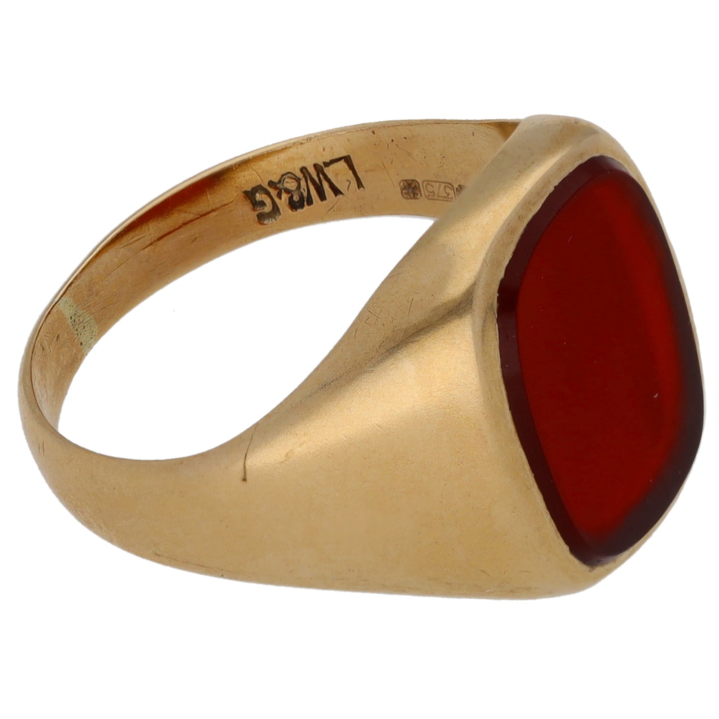 9ct Gold Carnelian Single Stone Signet Ring Size K