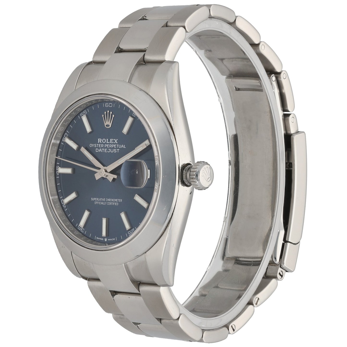 Rolex Datejust 41 126300, Stainless Steel, Blue Dial, Front Angle Image