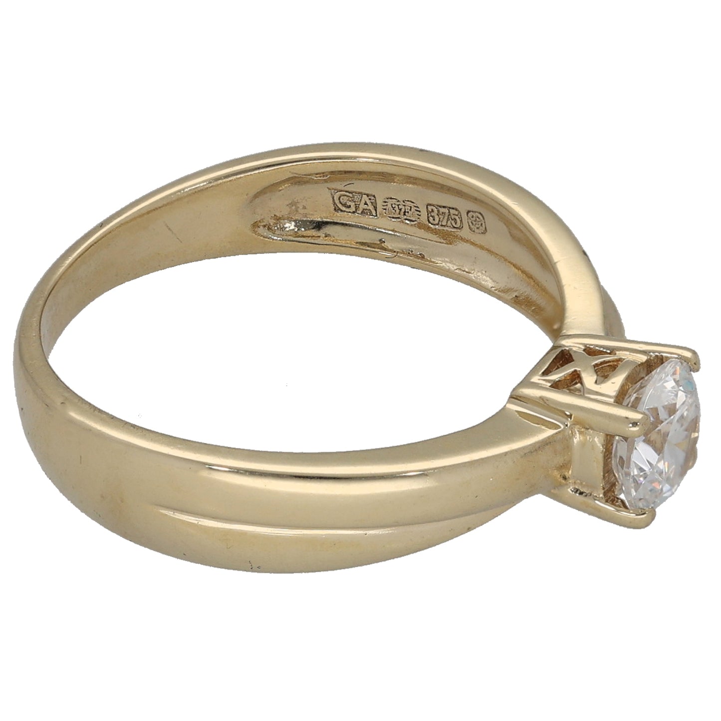 9ct Gold Cubic Zirconia Single Stone Ring Size N