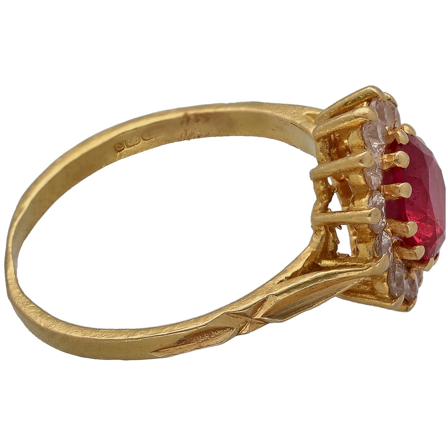 22ct Gold Imitation Gems Cluster Ring Size L