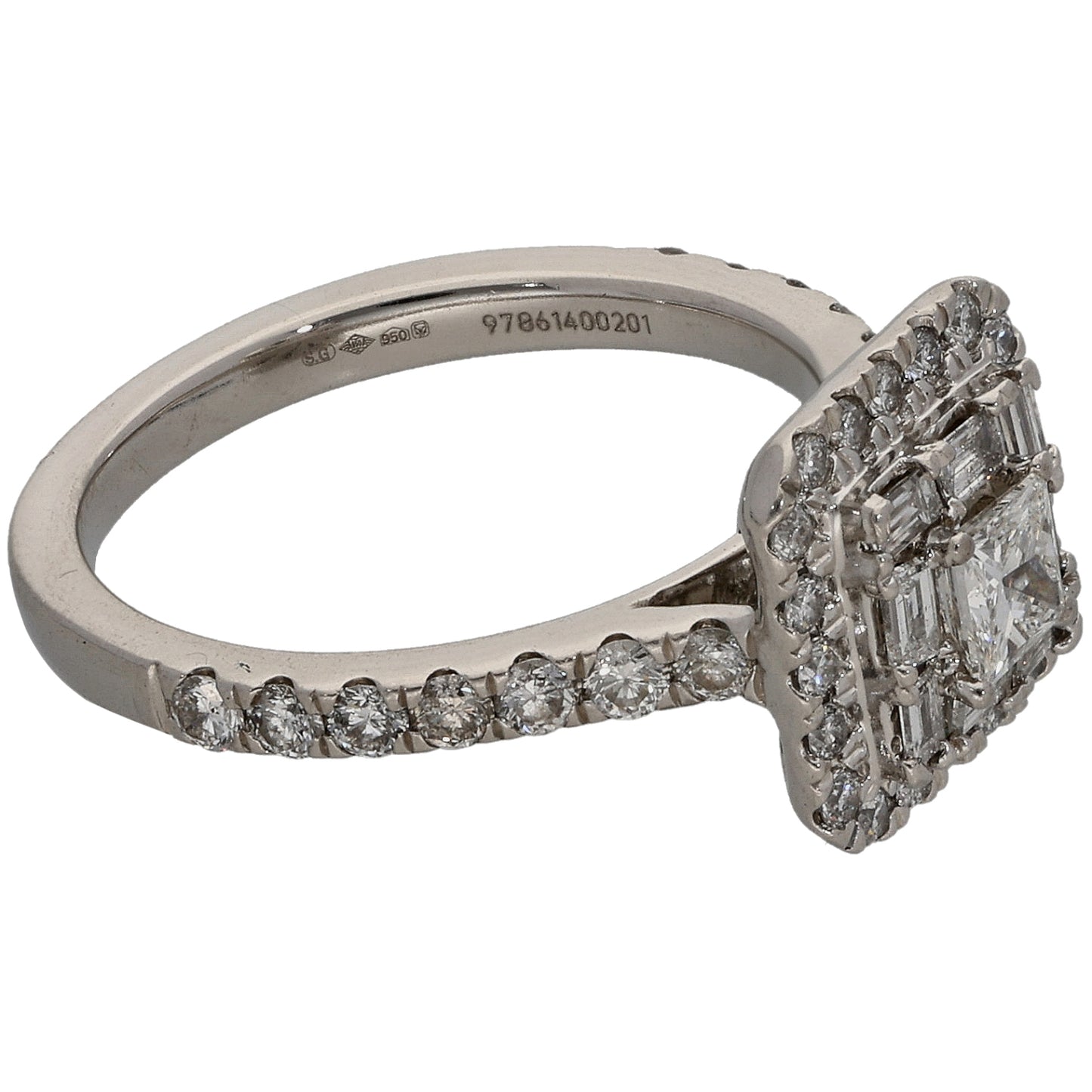 Platinum 1.27ct Diamond Cluster Ring Size L