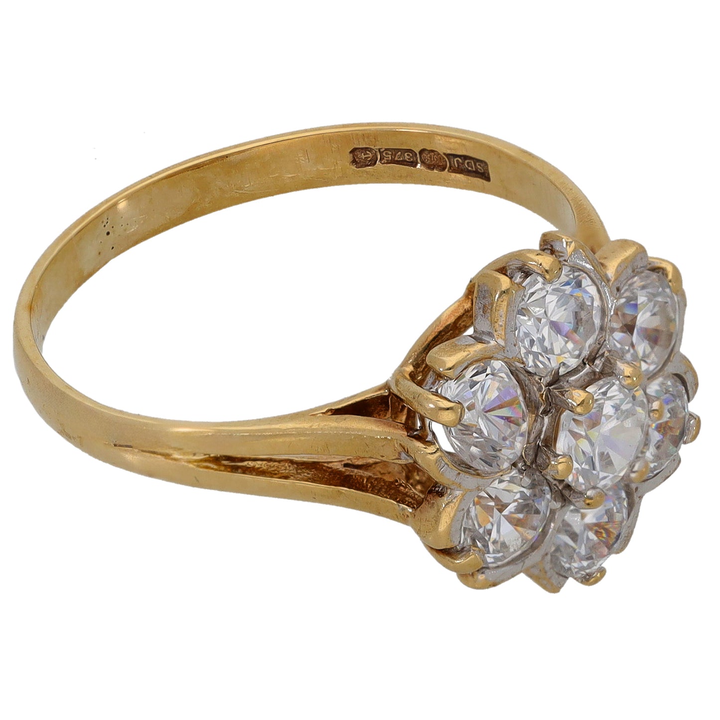 9ct Gold Cubic Zirconia Dress/Cocktail Ring Size N