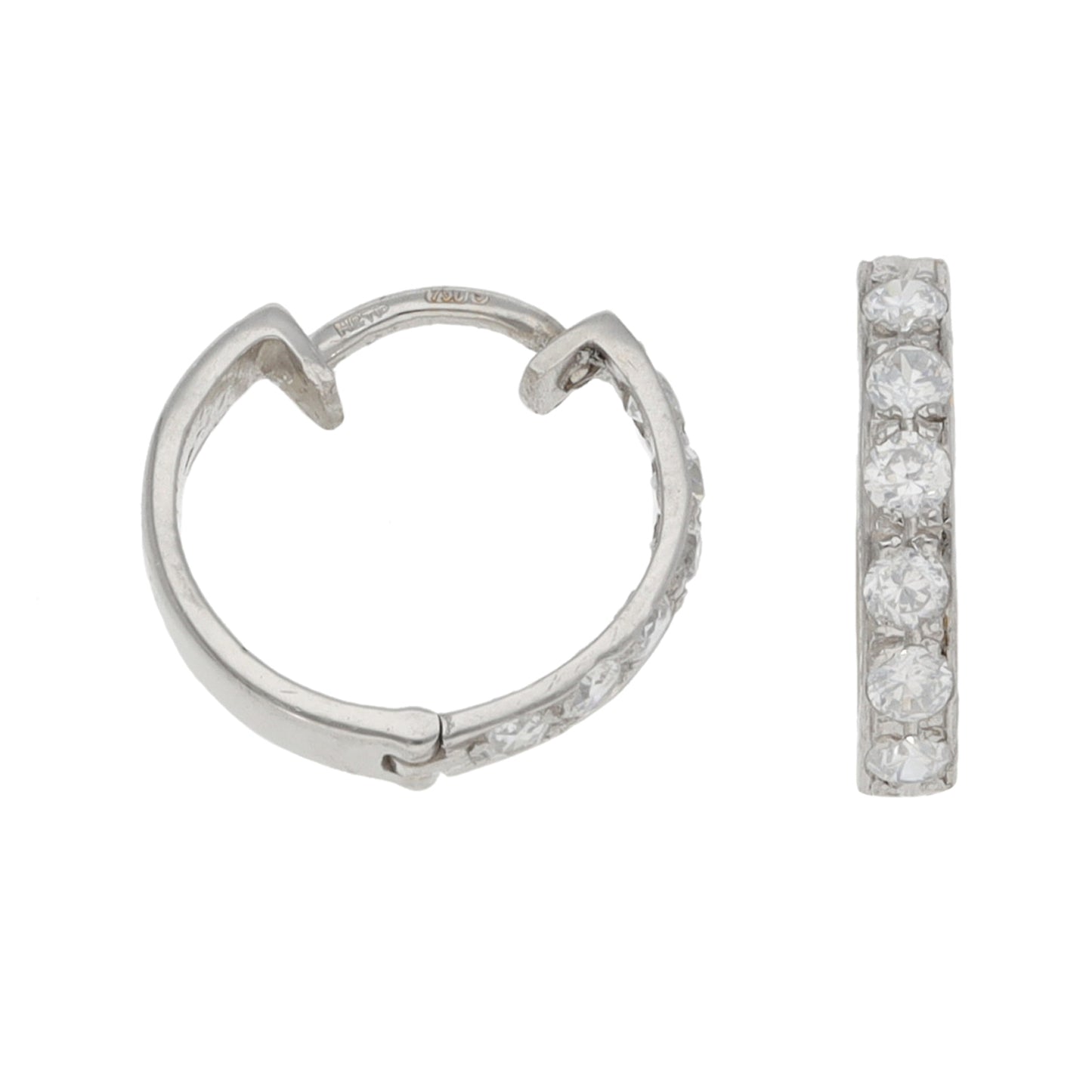 18ct White Gold Cubic Zirconia Hoop Earrings