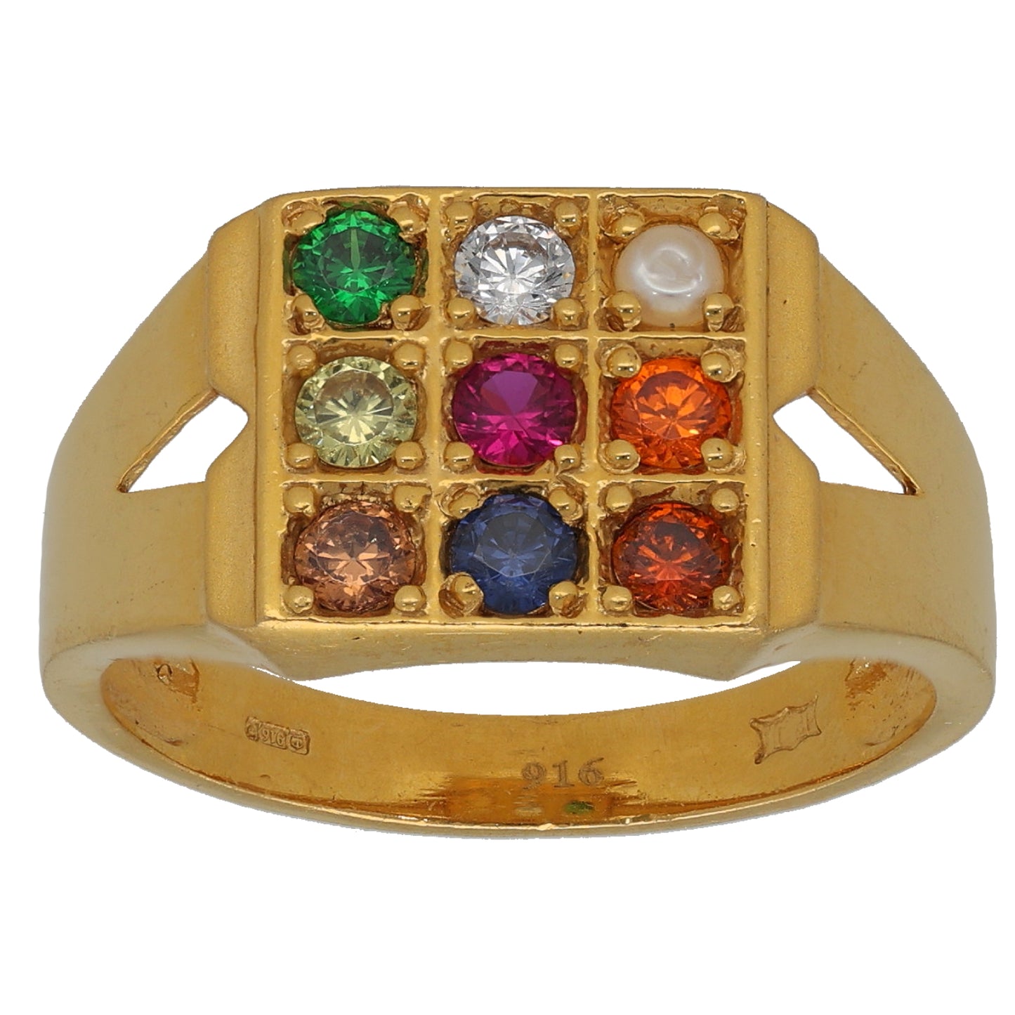 22ct Gold Imitation Patterned Signet Ring Size T