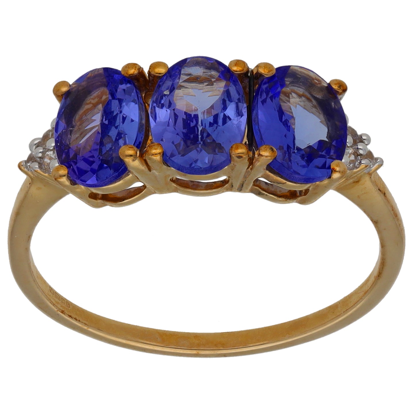 9ct Gold Tanzanite & White Topaz Dress/Cocktail Ring Size S