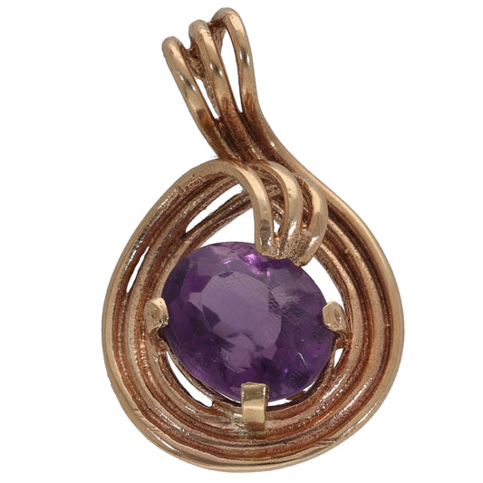9ct Gold Amethyst Single Stone Pendant