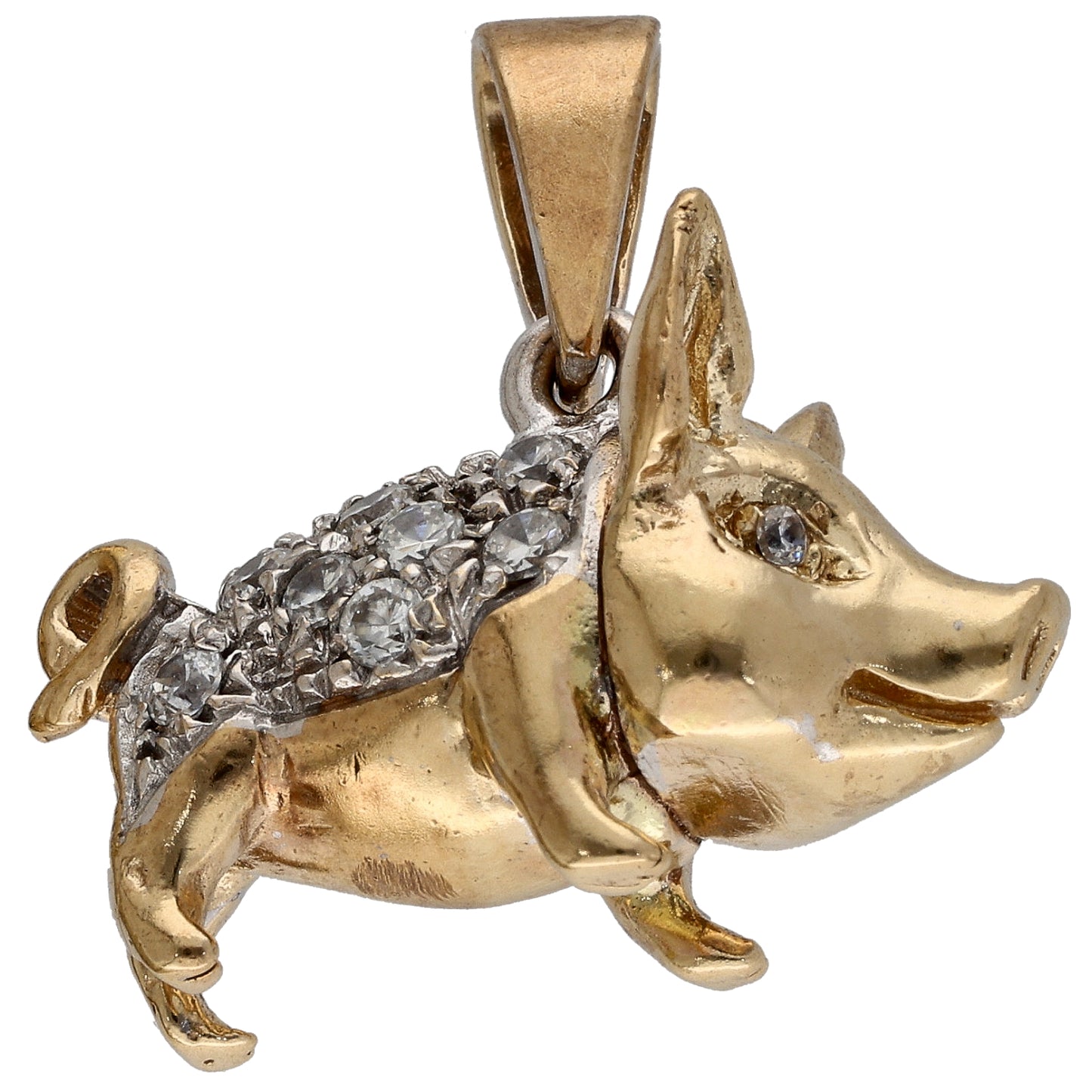 9ct Gold Cubic Zirconia Pig Pendant