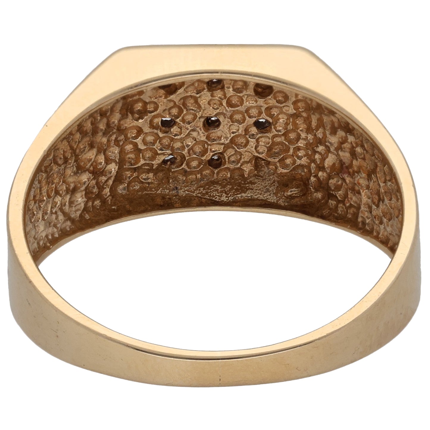 9ct Gold 0.045ct Diamond Plain Signet Ring Size S