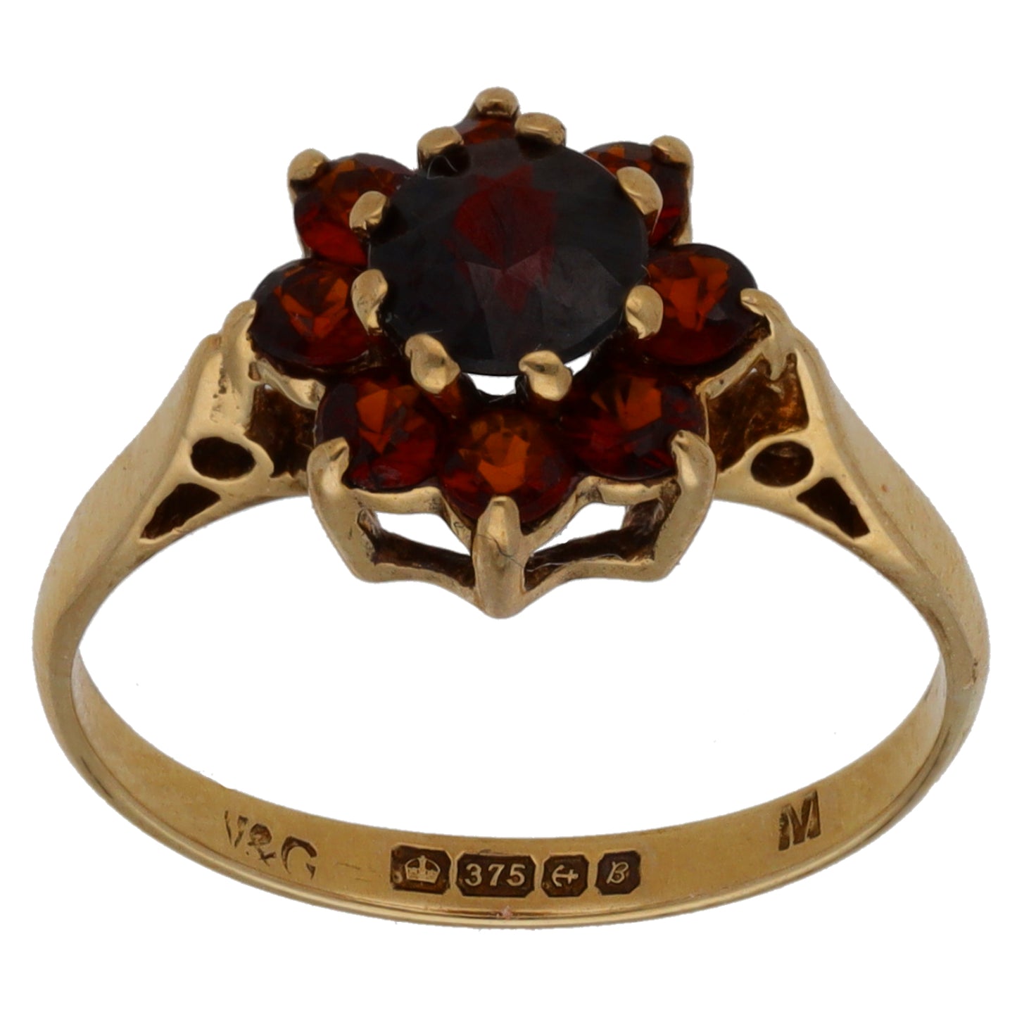 9ct Gold Garnet Dress/Cocktail Ring Size M