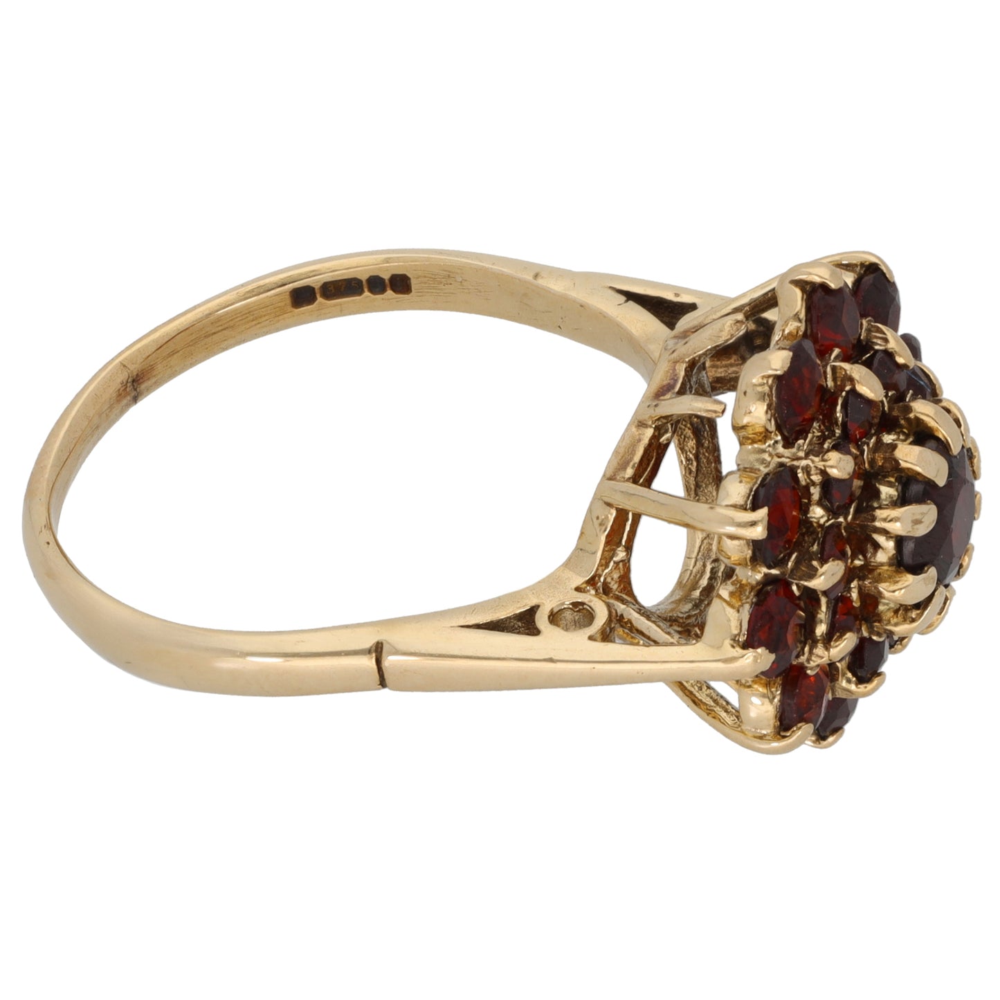 9ct Gold Garnet Cluster Ring Size P