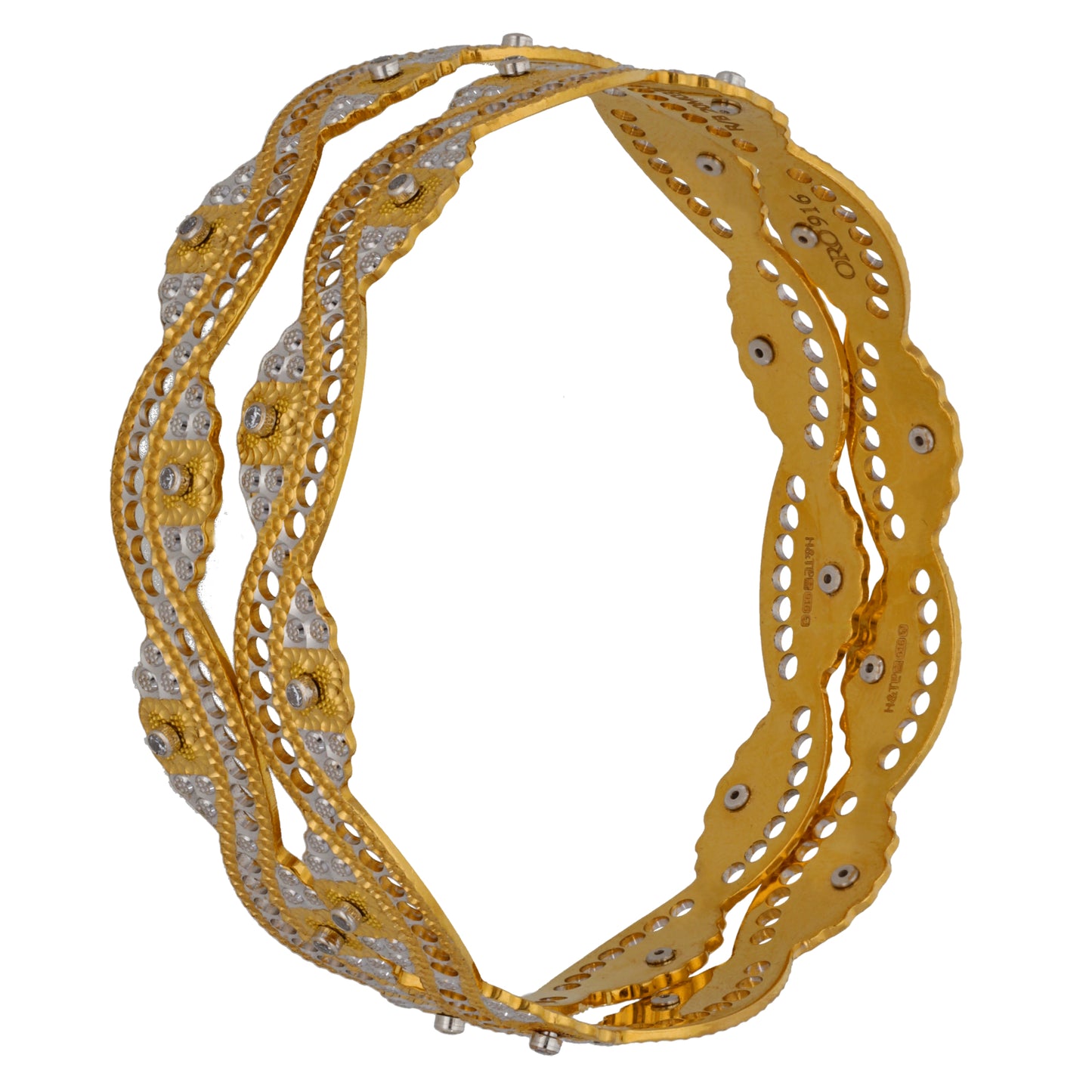 22ct Bi-Colour Gold Set of Bangles