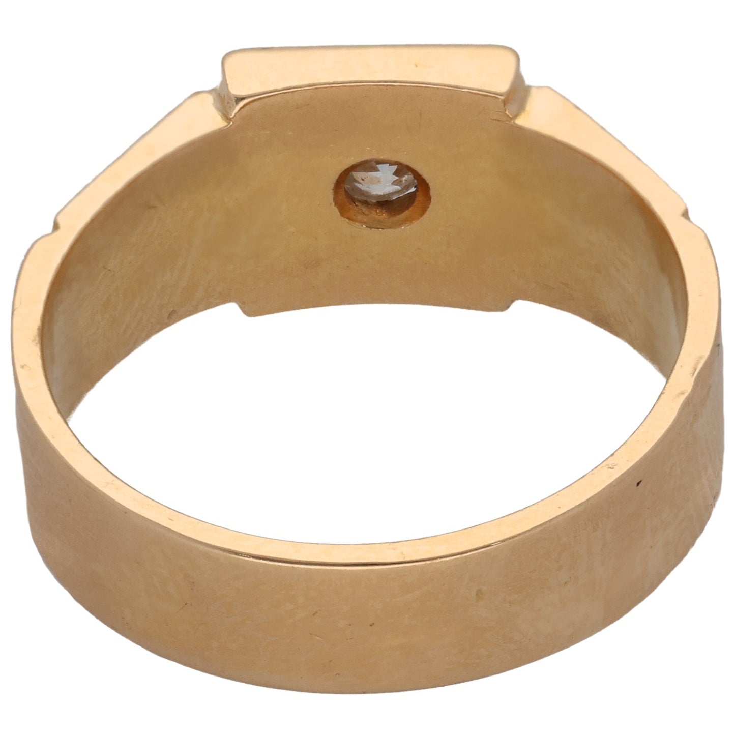 18ct Gold 0.09ct Diamond Patterned Single Stone Signet Ring Size U