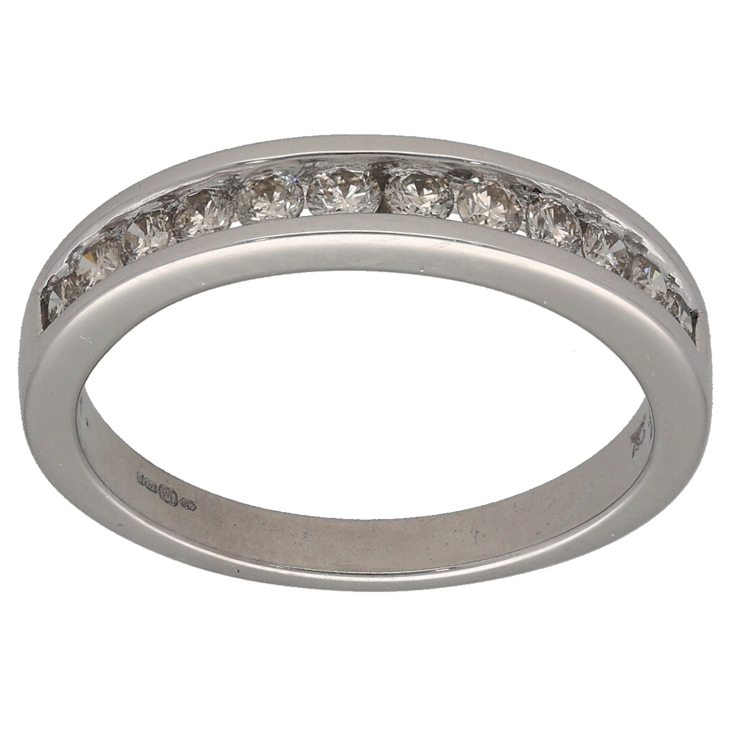 9ct White Gold 0.50ct Diamond Half Eternity Ring Size P