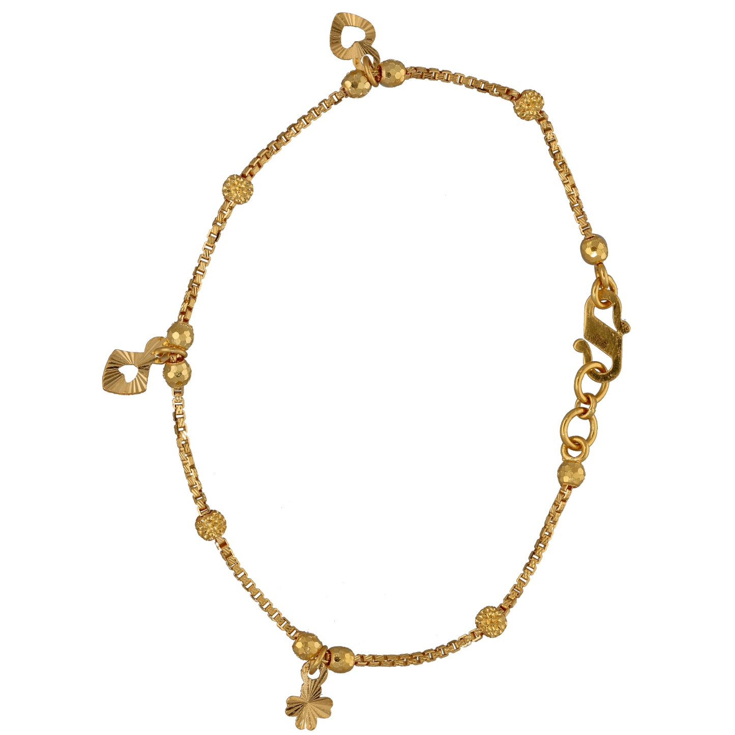 New 22ct Gold Bead & Charm Bracelet