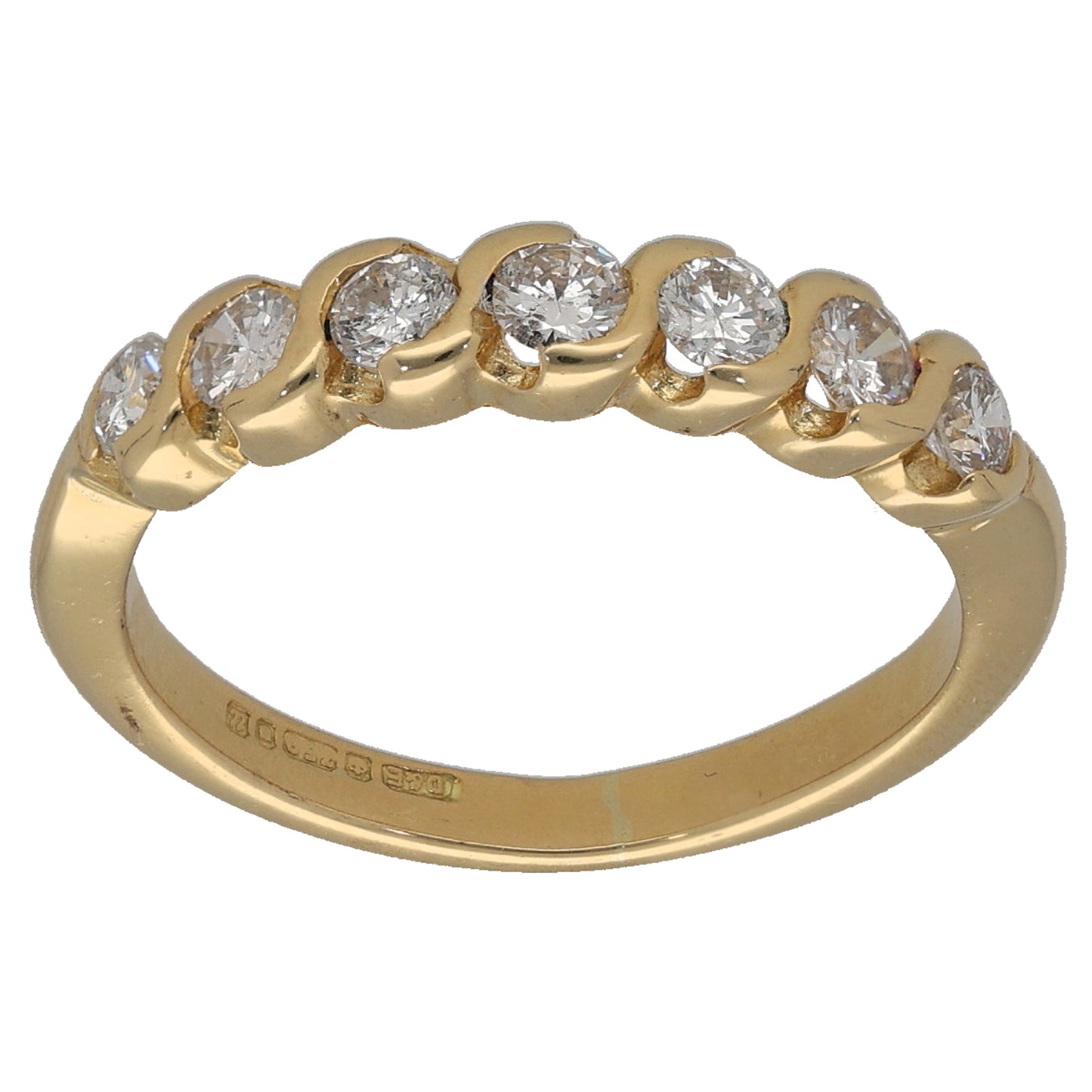 18ct Gold 0.49ct Diamond Half Eternity Ring Size L