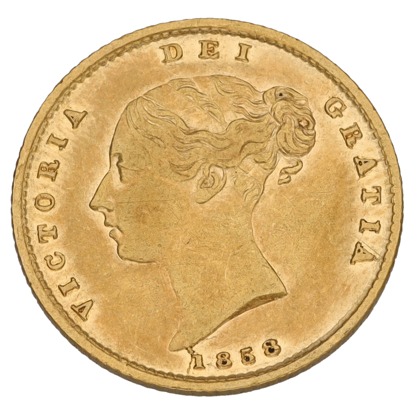 22ct Gold Queen Victoria Half Sovereign Coin 1858