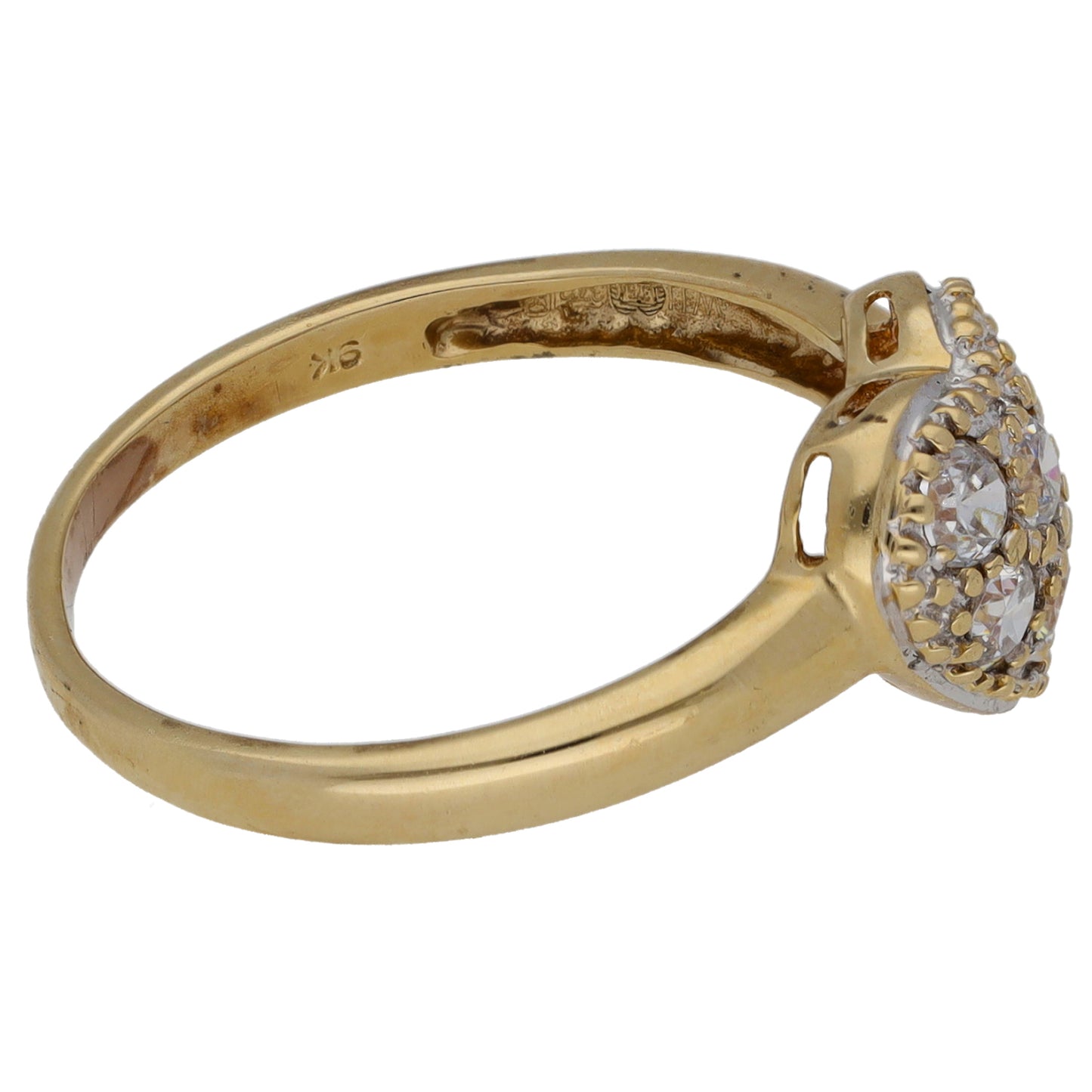 9ct Gold Cubic Zirconia Heart Ring Size P