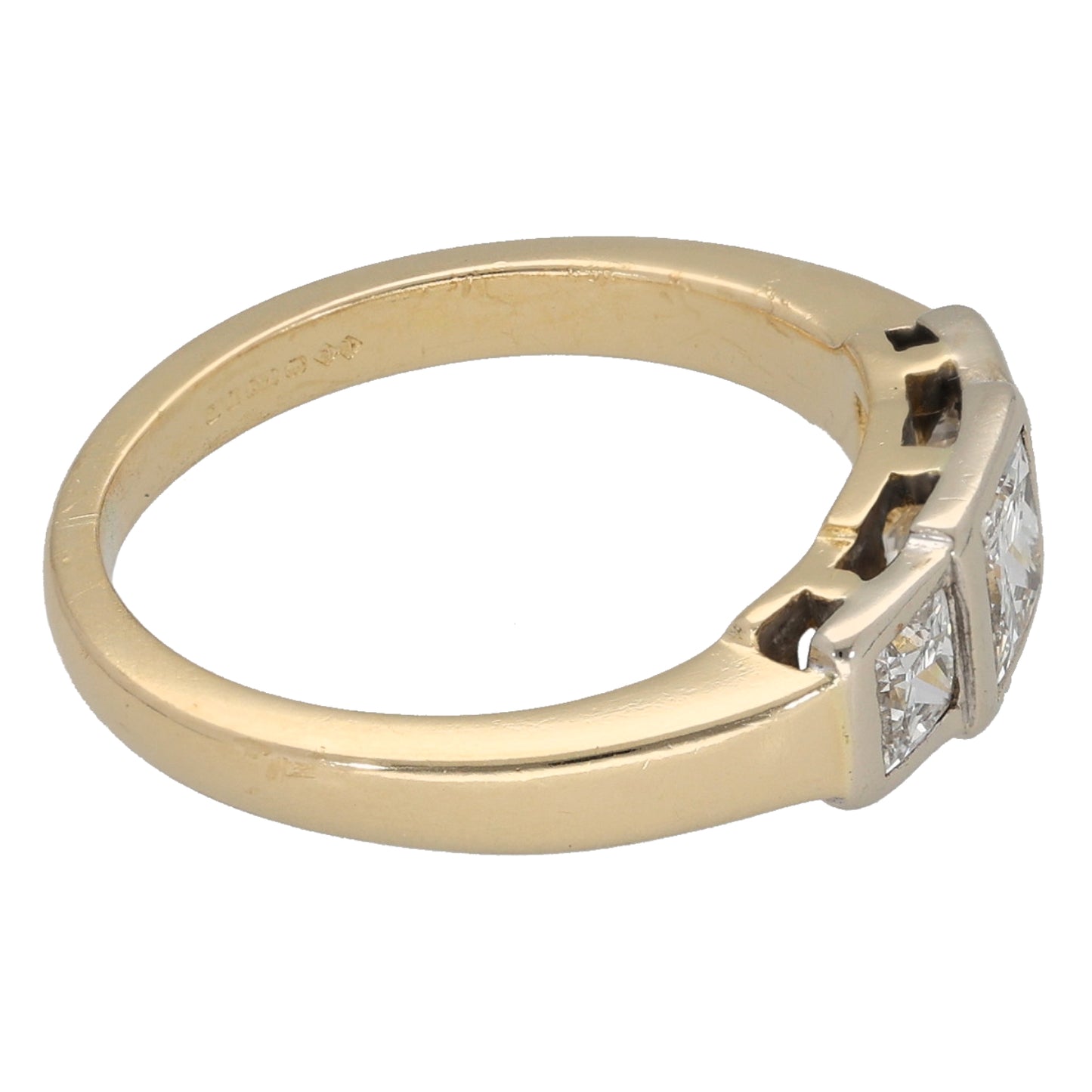 18ct Gold 0.75ct Diamond Trilogy Ring Size K