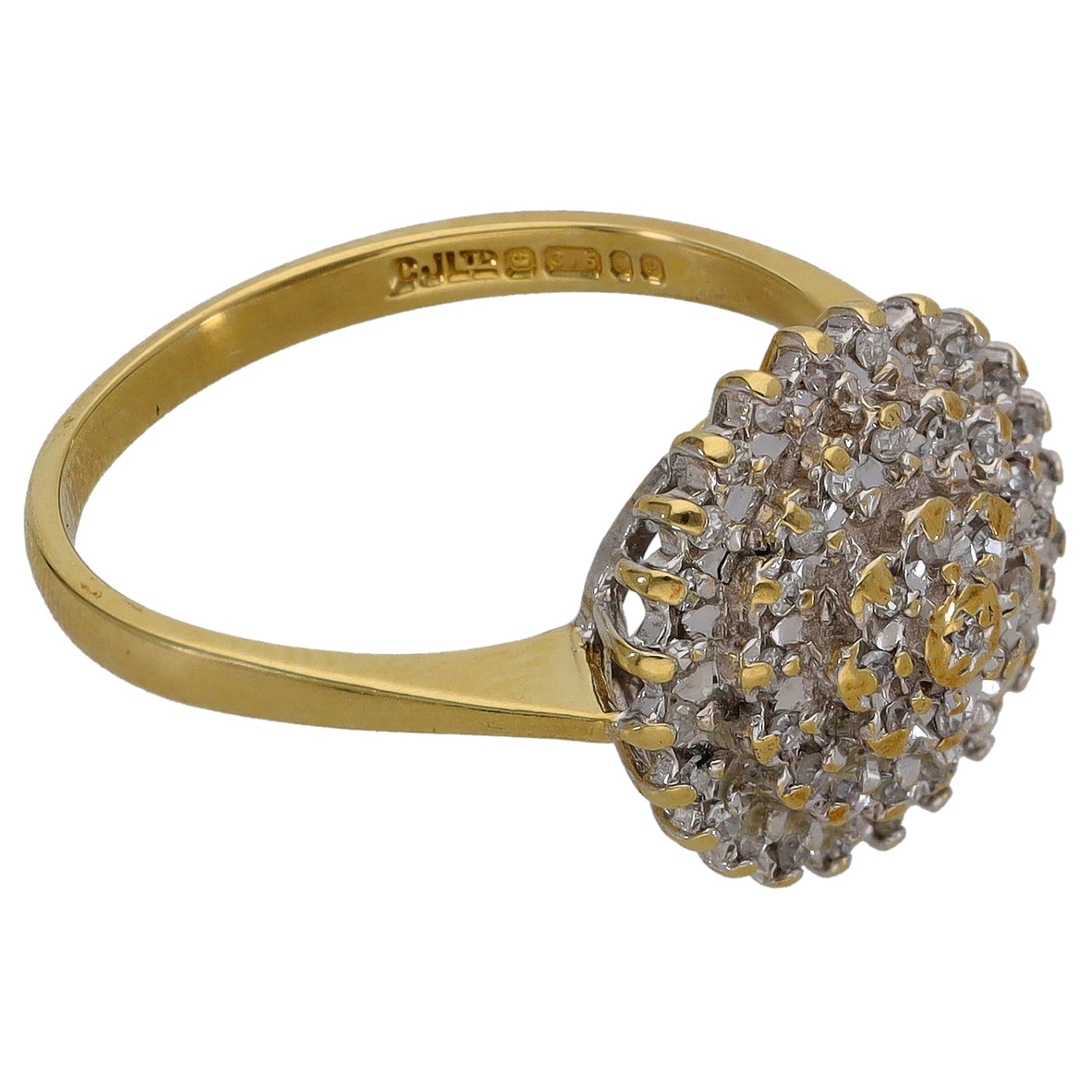 9ct Bicolour Gold 0.255ct Diamond Cluster Ring Size O
