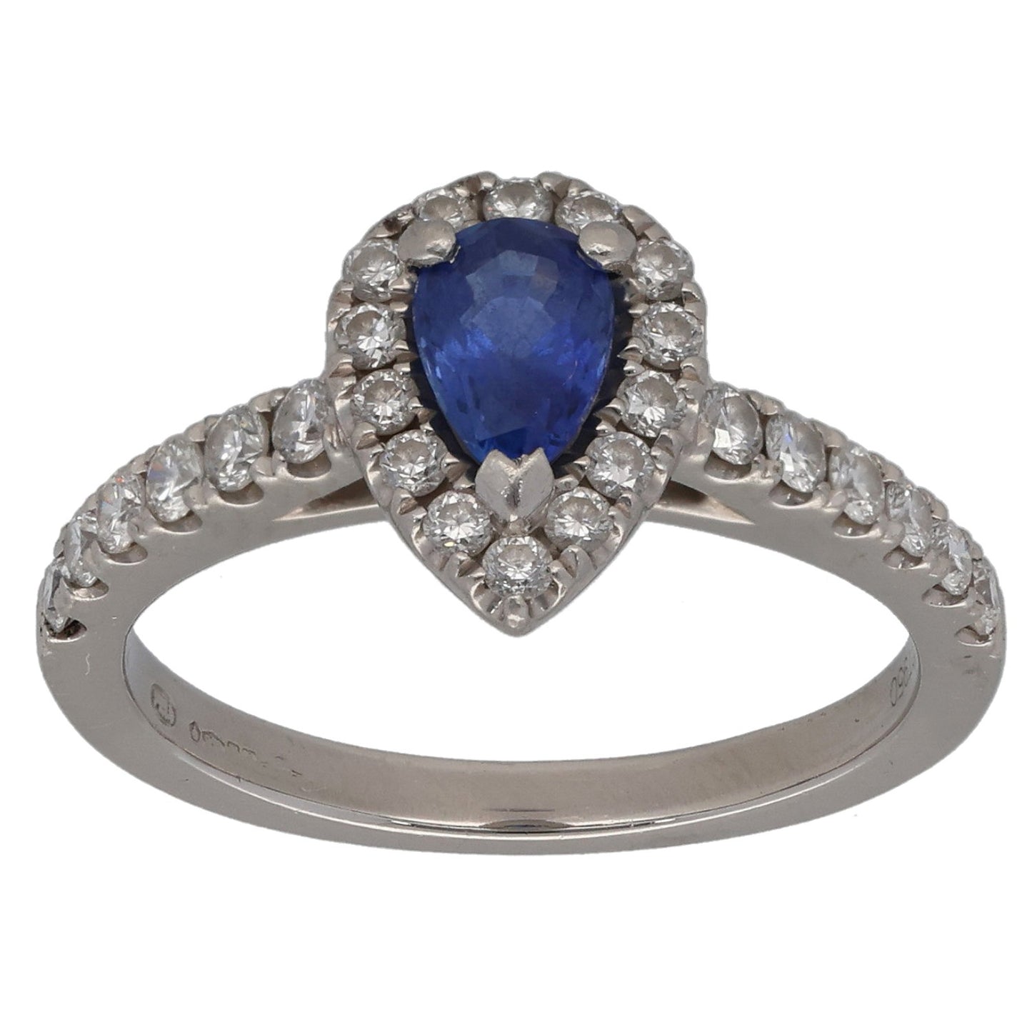 Platinum Sapphire & 0.38ct Diamond Dress/Cocktail Ring Size K
