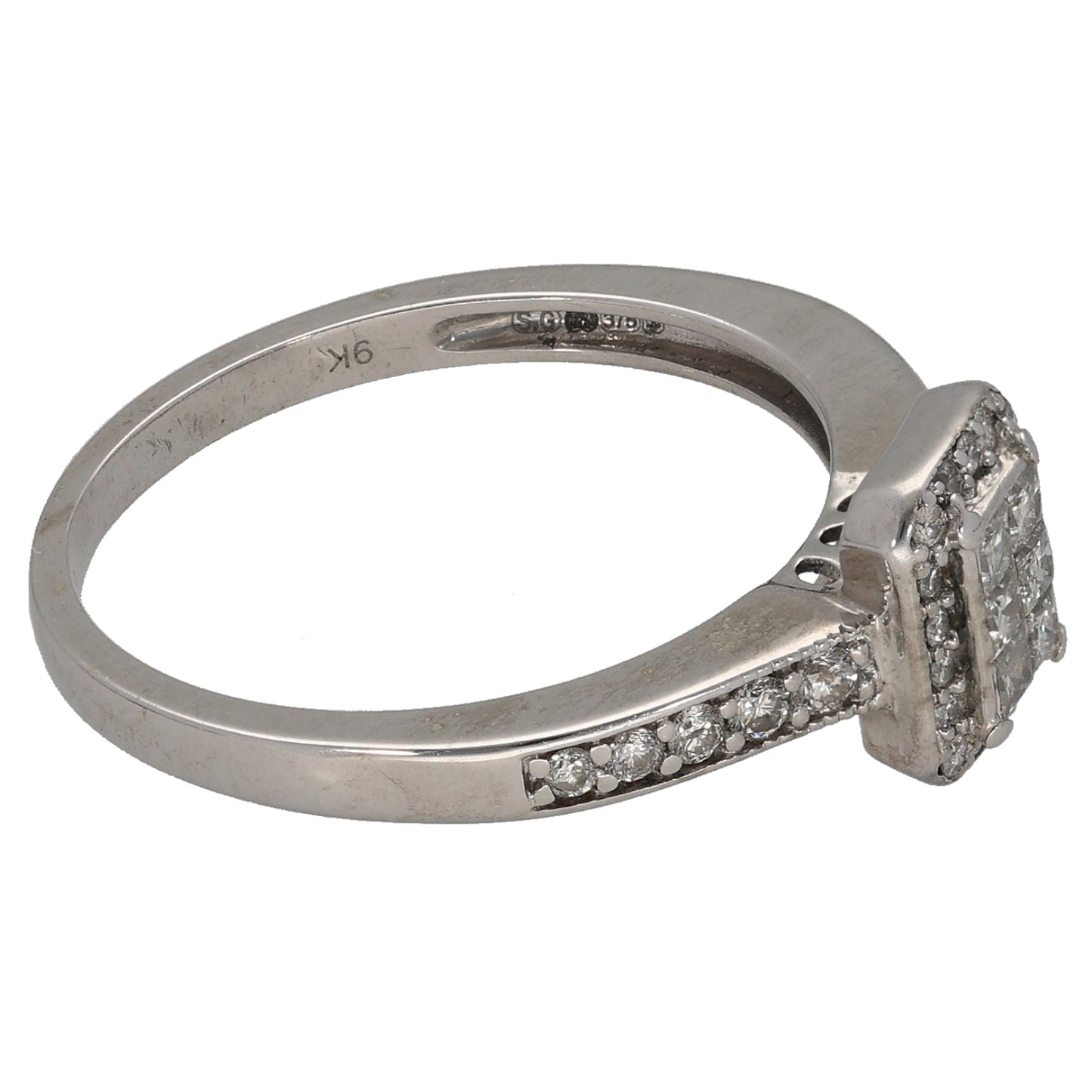 9ct White Gold 0.385ct Diamond Dress/Cocktail Ring Size O