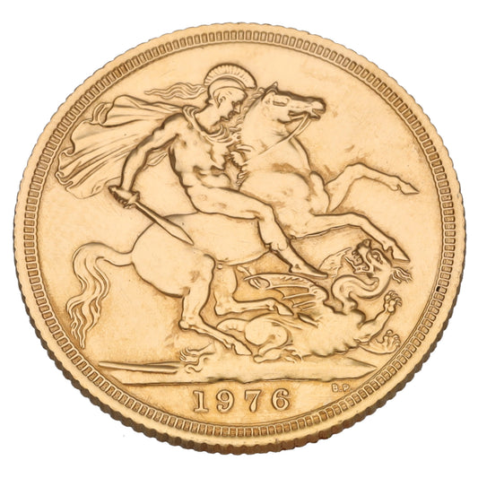 22ct Gold Queen Elizabeth II Full Sovereign Coin 1976