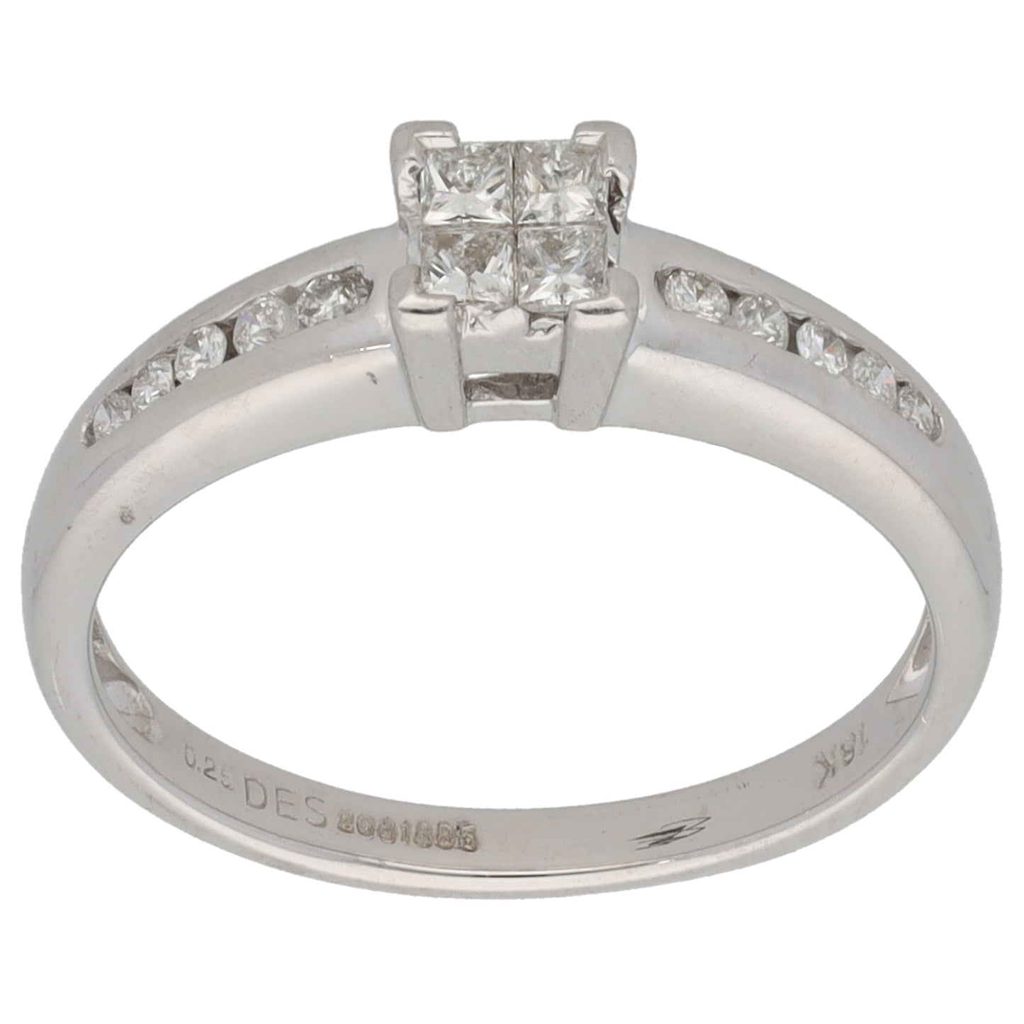 18ct White Gold 0.30ct Diamond Solitaire Ring With Accent Stones Size M