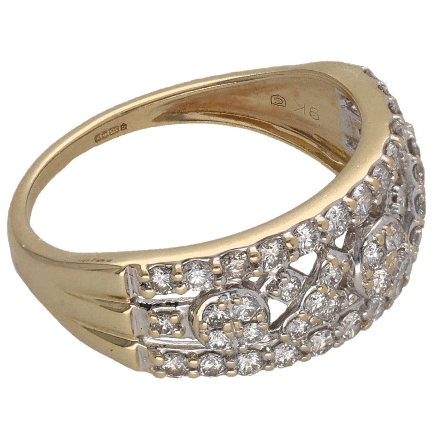 9ct Gold 1.25ct Diamond Dress/Cocktail Ring Size M