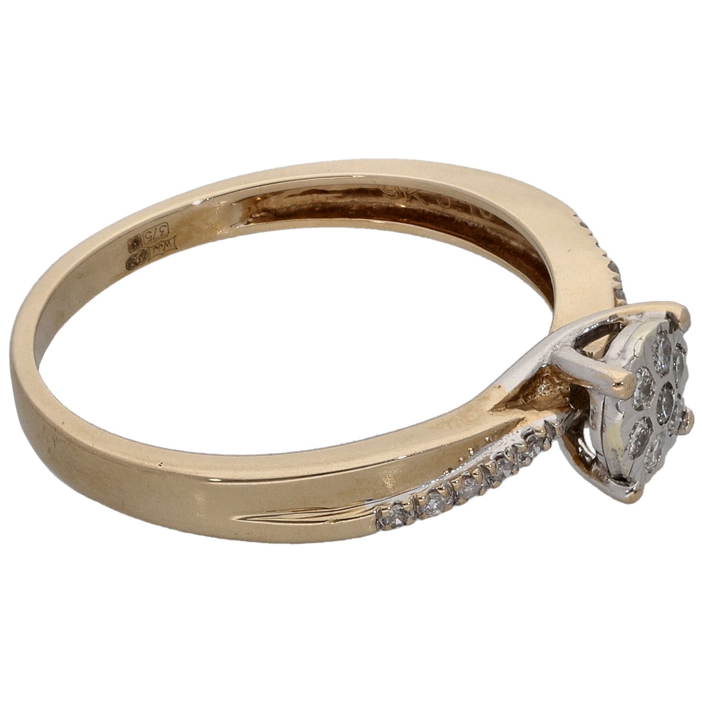 9ct Gold 0.10ct Diamond Cluster Ring Size L