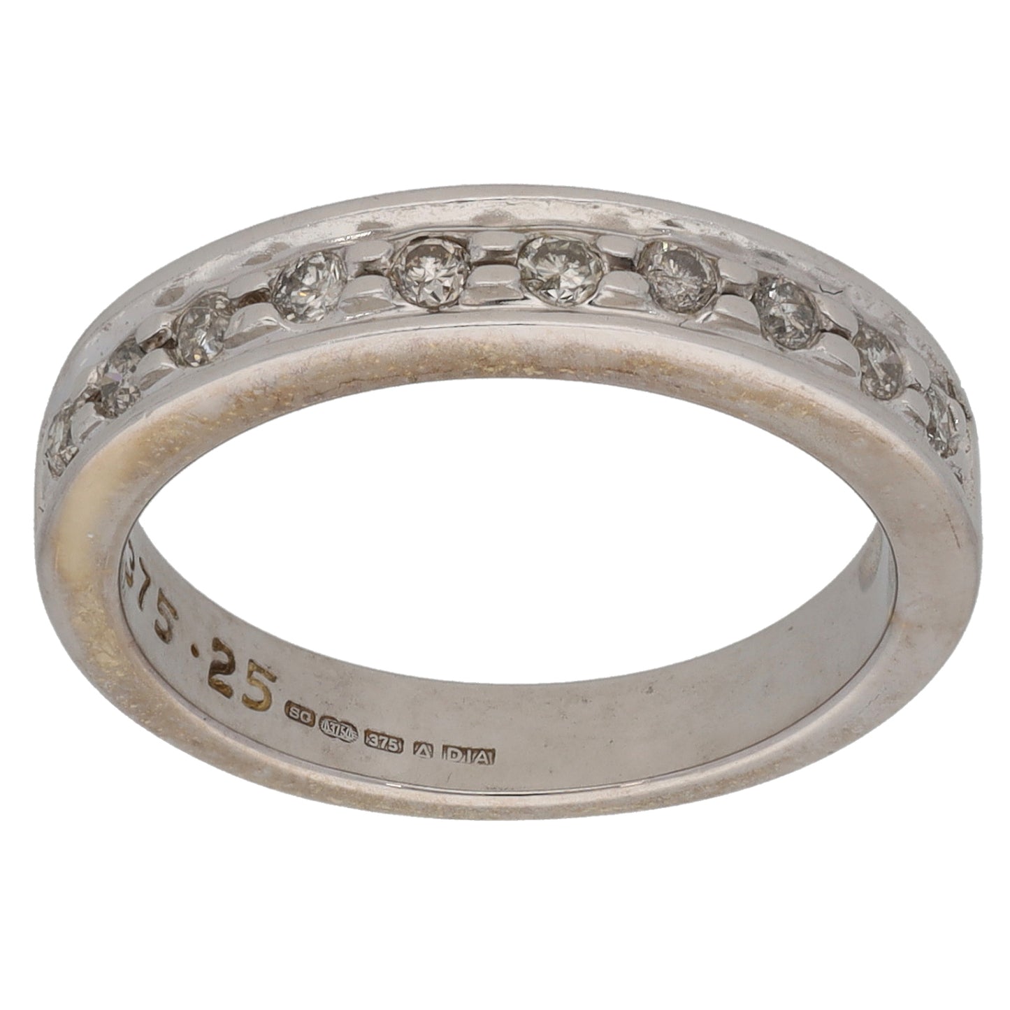 9ct White Gold 0.25ct Diamond Half Eternity Ring Size M