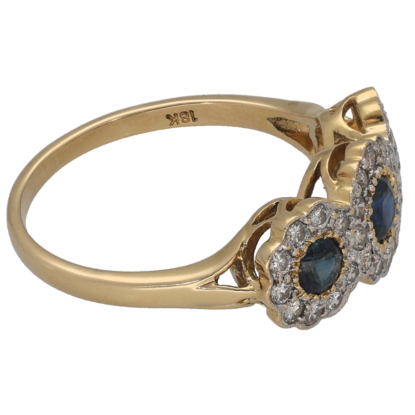 18ct Bicolour Gold 0.30ct Diamond & Sapphire Dress/Cocktail Ring Size N