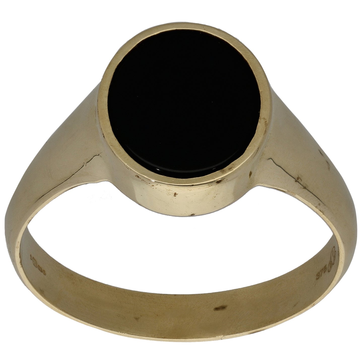9ct Gold Onyx Plain Signet Ring Size Y