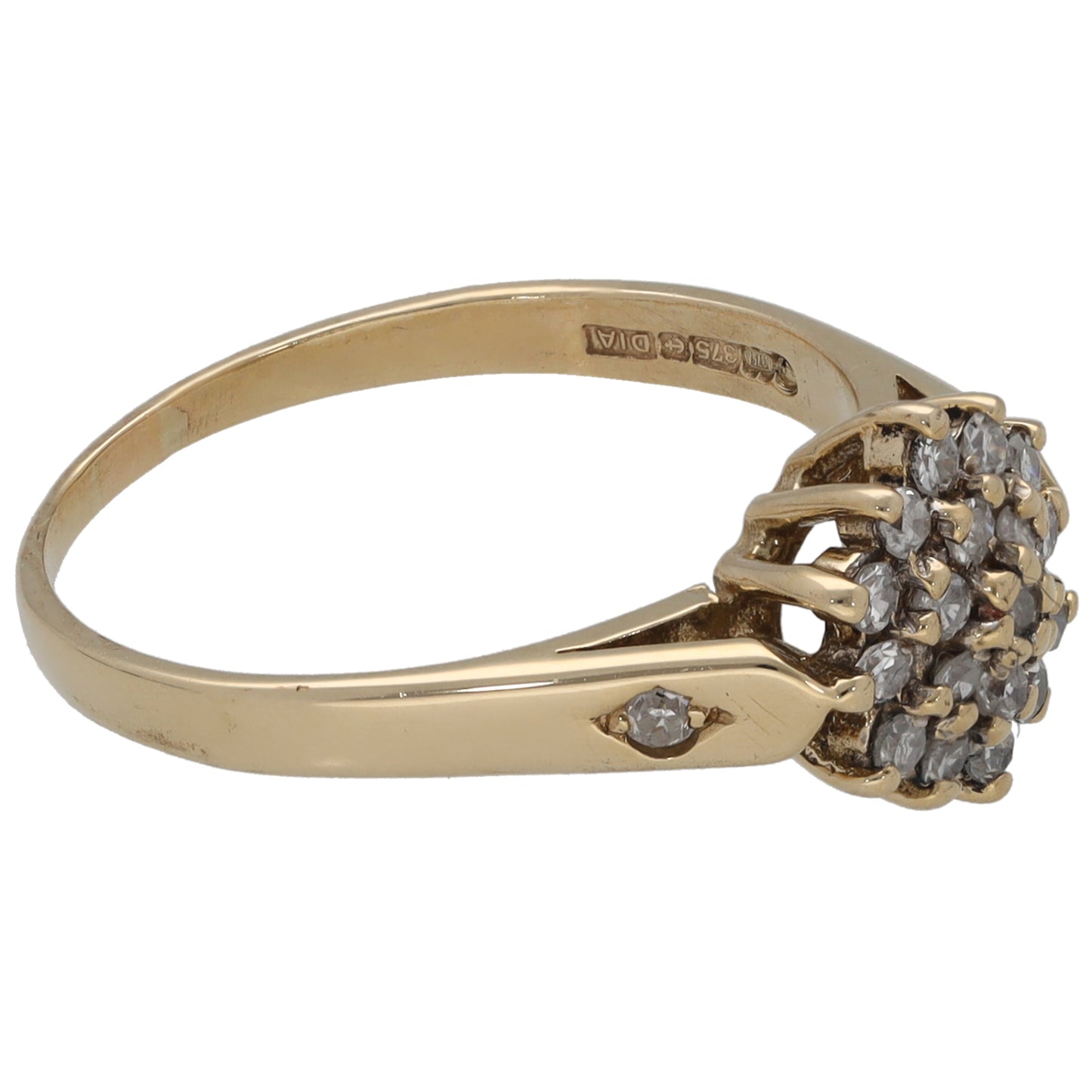 9ct Gold 0.21ct Diamond Cluster Ring Size L