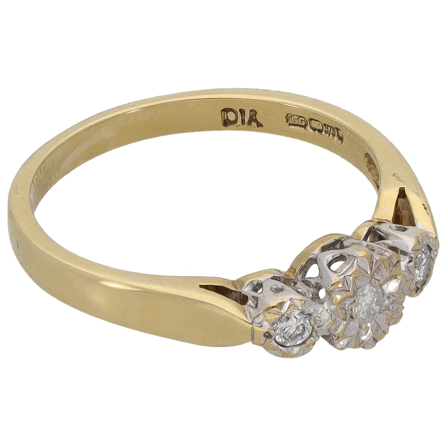 9ct Gold 0.10ct Diamond Trilogy Ring Size M